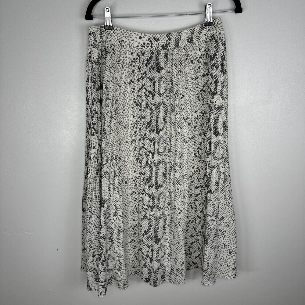 J. Crew Snake Print Pleated Midi Skirt Sz 6 Animal Print Career